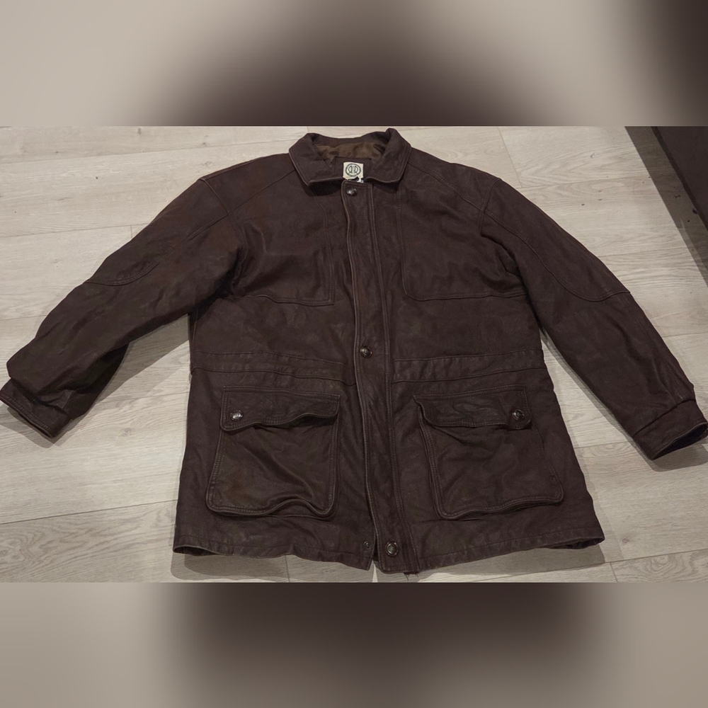 Vintage Rest & Relaxation Genuine Leather Jacket With Tortoise Buttons